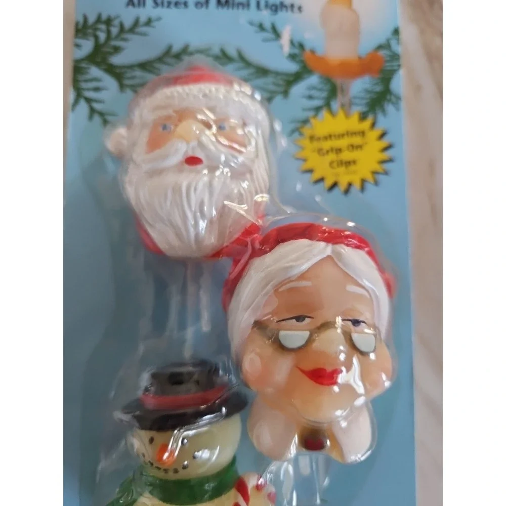 Candy Cane Kids Christmas Mini Light Covers 1995 Euro/Pacific Santa Set of 3 Vtg